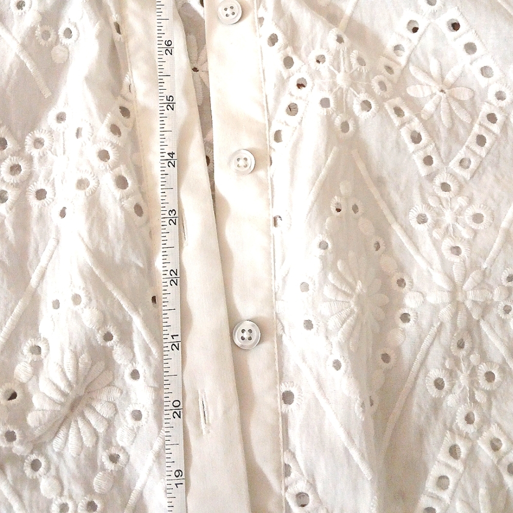 Elegant White Eyelet Blouse By TALBOT